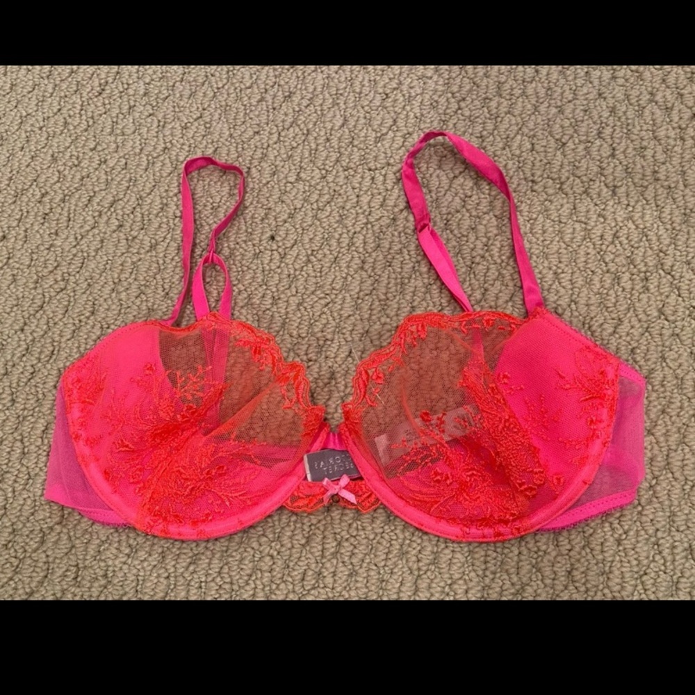Victoria's Secret Neon Pink Lace Sexy Balconet Push-up Bra 34C